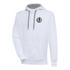 Dallas Mavericks Antigua Metallic Logo Victory Raglan Pullover Hoodie White - NBA