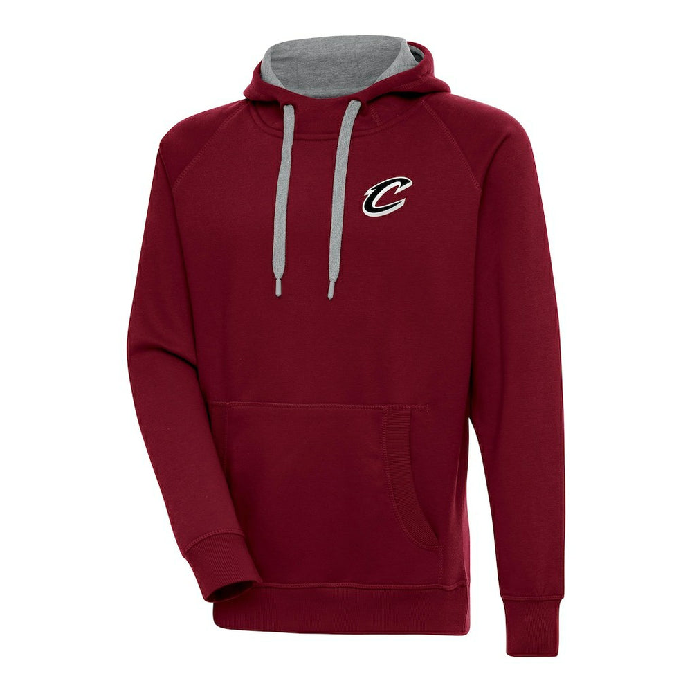 Cleveland Cavaliers Antigua Metallic Logo Victory Raglan Pullover Hoodie Wine - NBA
