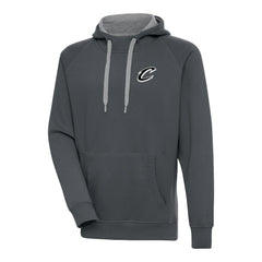 Cleveland Cavaliers Antigua Metallic Logo Victory Raglan Pullover Hoodie Charcoal - NBA