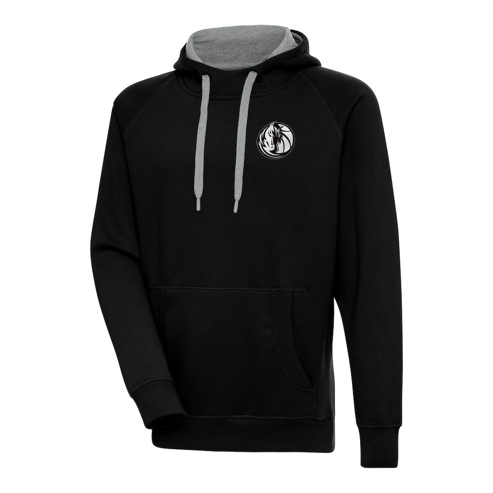 Dallas Mavericks Antigua Metallic Logo Victory Raglan Pullover Hoodie Black - NBA