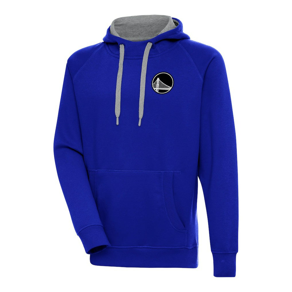 Golden State Warriors Antigua Metallic Logo Victory Raglan Pullover Hoodie Royal - NBA