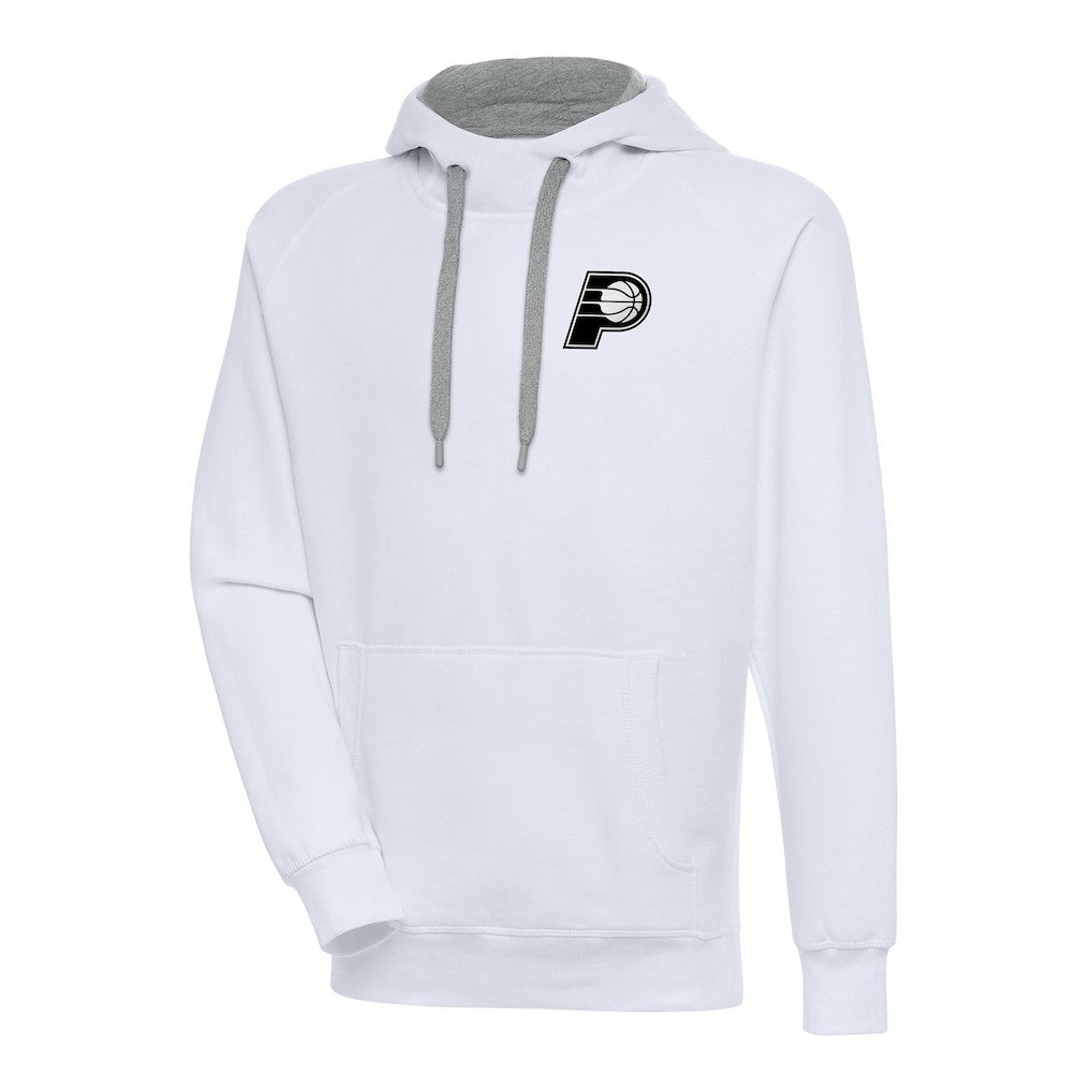 Indiana Pacers Antigua Metallic Logo Victory Raglan Pullover Hoodie White - NBA