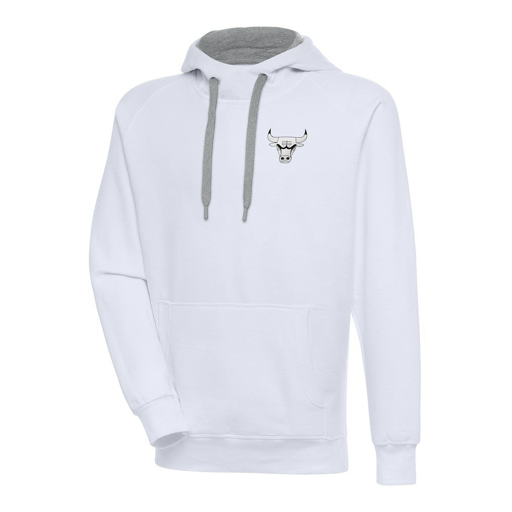 Chicago Bulls Antigua Metallic Logo Victory Raglan Pullover Hoodie White - NBA