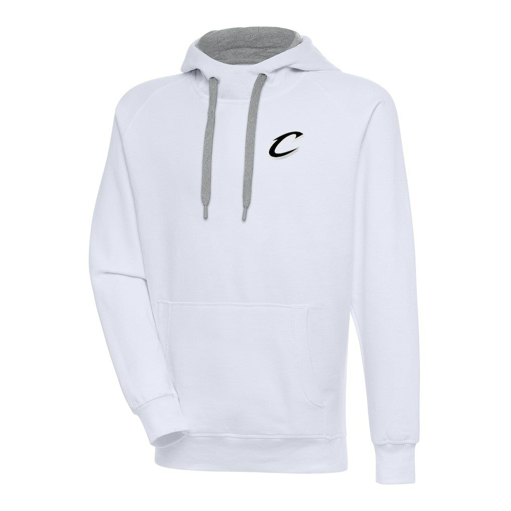 Cleveland Cavaliers Antigua Metallic Logo Victory Raglan Pullover Hoodie White - NBA