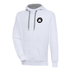 Boston Celtics Antigua Metallic Logo Victory Raglan Pullover Hoodie White - NBA