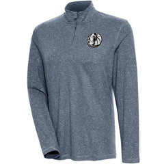 Dallas Mavericks Antigua Women's Brushed Metallic Comfort Quarter-Zip Pullover Top - Heather Navy - NBA