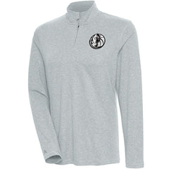 Dallas Mavericks Antigua Women's Brushed Metallic Comfort Quarter-Zip Pullover Top - Heather Gray - NBA