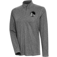 Golden State Warriors Antigua Women's Brushed Metallic Comfort Quarter-Zip Pullover Top - Heather Black - NBA