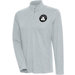 Boston Celtics Antigua Women's Brushed Metallic Comfort Quarter-Zip Pullover Top - Heather Gray - NBA