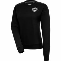 New York Knicks Antigua Women's Brushed Metallic Victory Pullover Sweatshirt - Black - NBA