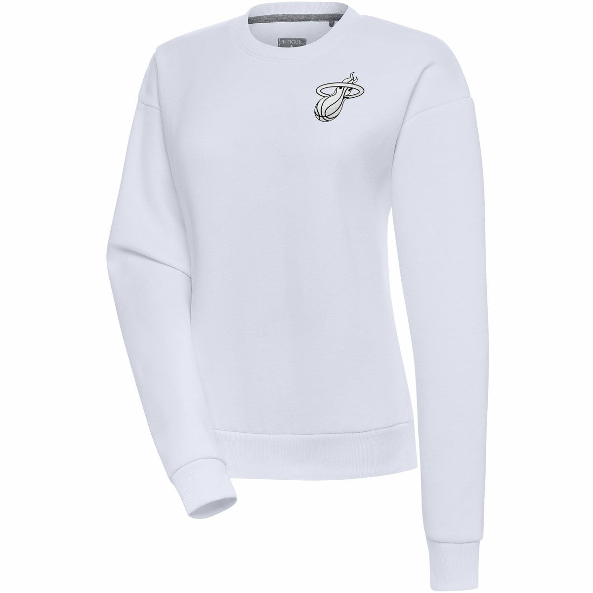 Miami Heat Antigua Women's Brushed Metallic Victory Pullover Sweatshirt - White - NBA