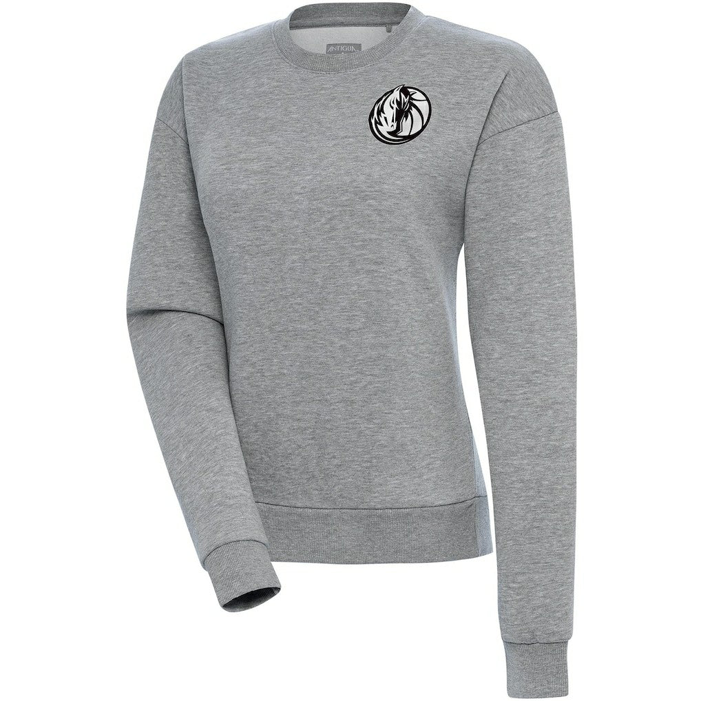 Dallas Mavericks Antigua Women's Brushed Metallic Victory Pullover Sweatshirt - Heather Gray - NBA