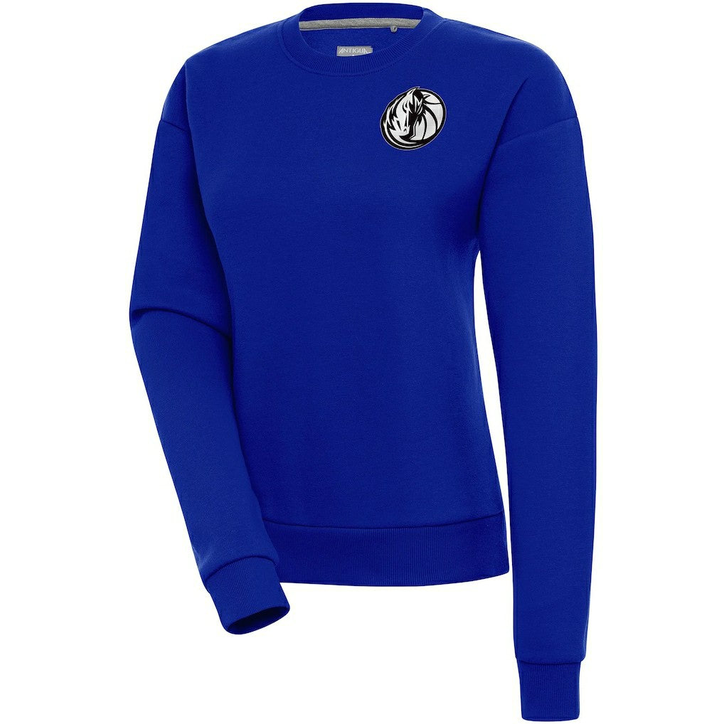 Dallas Mavericks Antigua Women's Brushed Metallic Victory Pullover Sweatshirt - Blue - NBA