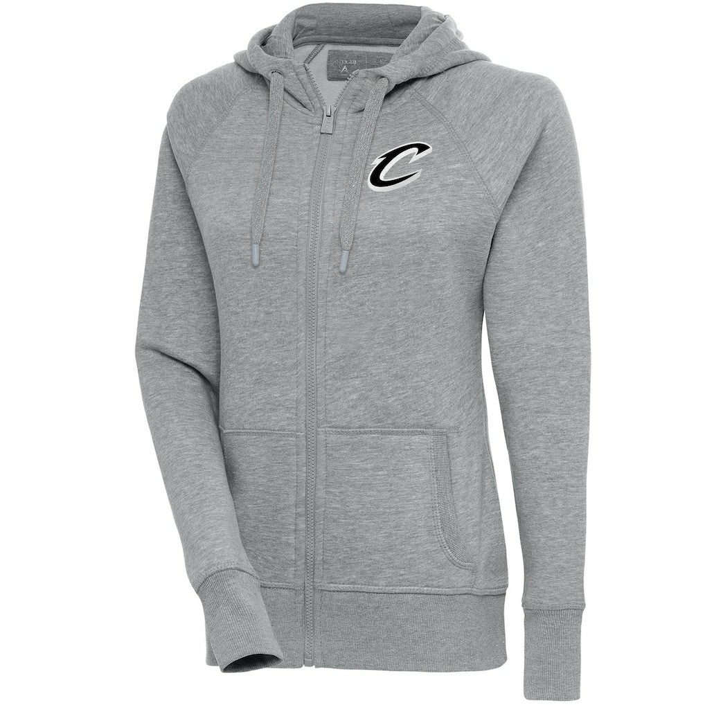 Cleveland Cavaliers Antigua Women's Brushed Metallic Victory Full-Zip Hoodie - Heather Gray - NBA