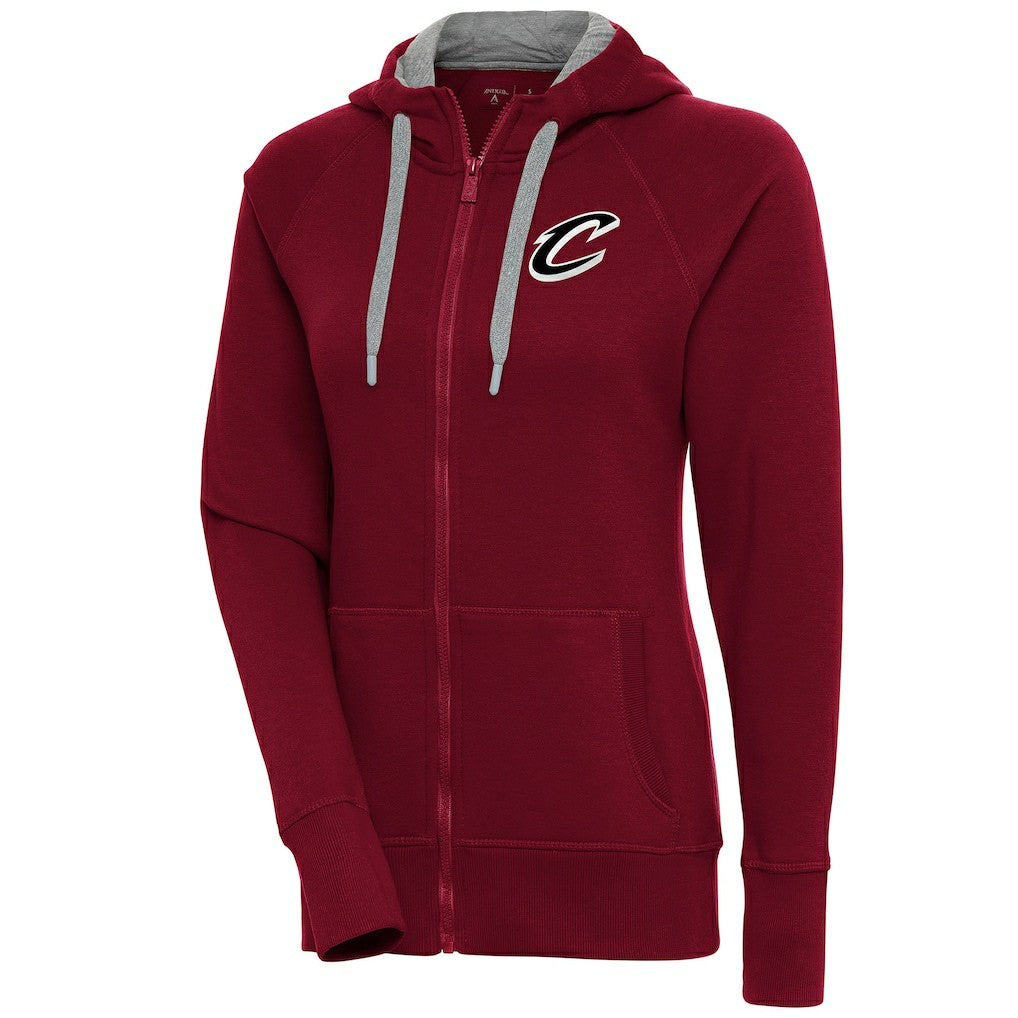 Cleveland Cavaliers Antigua Women's Brushed Metallic Victory Full-Zip Hoodie - Wine - NBA