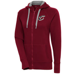 Cleveland Cavaliers Antigua Women's Brushed Metallic Victory Full-Zip Hoodie - Wine - NBA