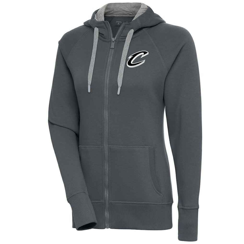 Cleveland Cavaliers Antigua Women's Brushed Metallic Victory Full-Zip Hoodie - Charcoal - NBA