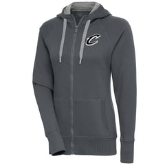 Cleveland Cavaliers Antigua Women's Brushed Metallic Victory Full-Zip Hoodie - Charcoal - NBA