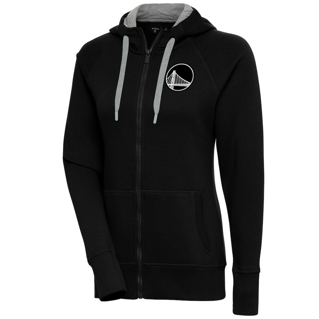 Golden State Warriors Antigua Women's Brushed Metallic Victory Full-Zip Hoodie - Black - NBA