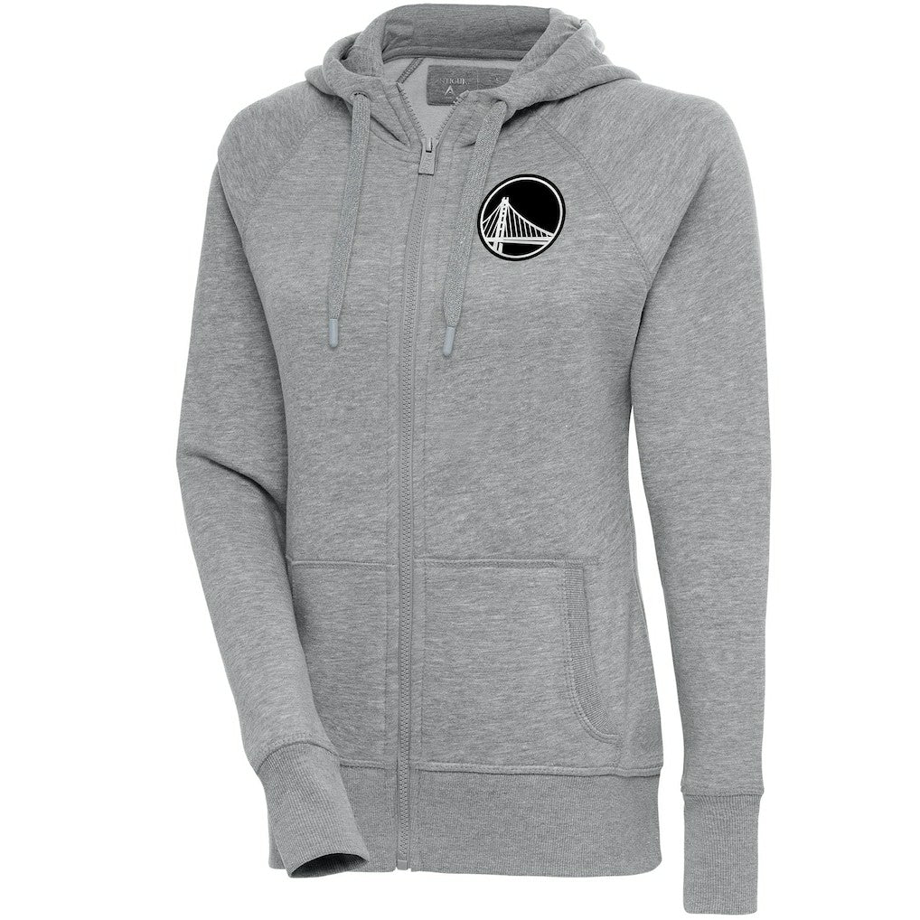 Golden State Warriors Antigua Women's Brushed Metallic Victory Full-Zip Hoodie - Heather Gray - NBA