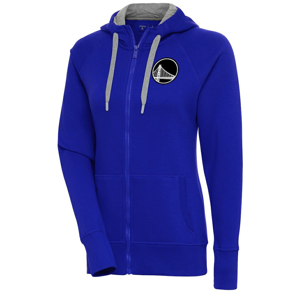 Golden State Warriors Antigua Women's Brushed Metallic Victory Full-Zip Hoodie - Royal - NBA