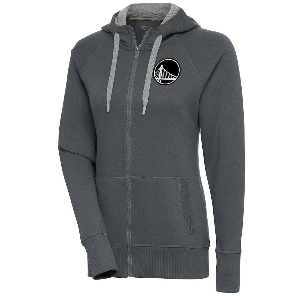 Golden State Warriors Antigua Women's Brushed Metallic Victory Full-Zip Hoodie - Charcoal - NBA