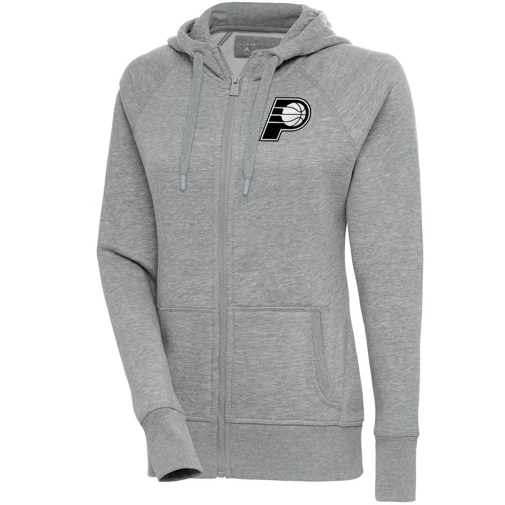 Indiana Pacers Antigua Women's Brushed Metallic Victory Full-Zip Hoodie - Heather Gray - NBA