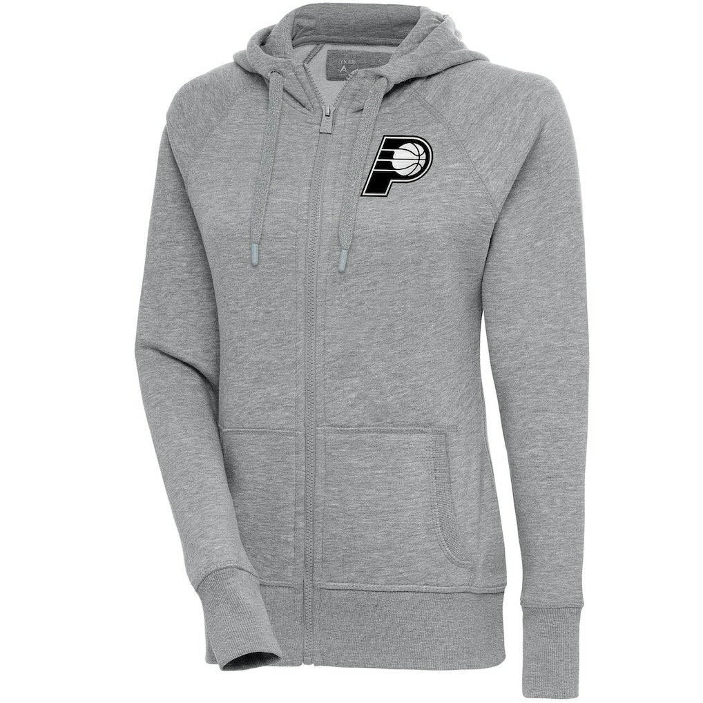 Indiana Pacers Antigua Women's Brushed Metallic Victory Full-Zip Hoodie - Heather Gray - NBA