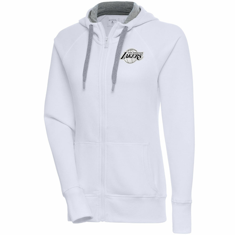 Los Angeles Lakers Antigua Women's Brushed Metallic Victory Full-Zip Hoodie - White - NBA