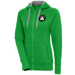 Boston Celtics Antigua Women's Brushed Metallic Victory Full-Zip Hoodie - Kelly Green - NBA