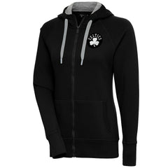 Boston Celtics Antigua Women's Brushed Metallic Victory Full-Zip Hoodie - Black - NBA