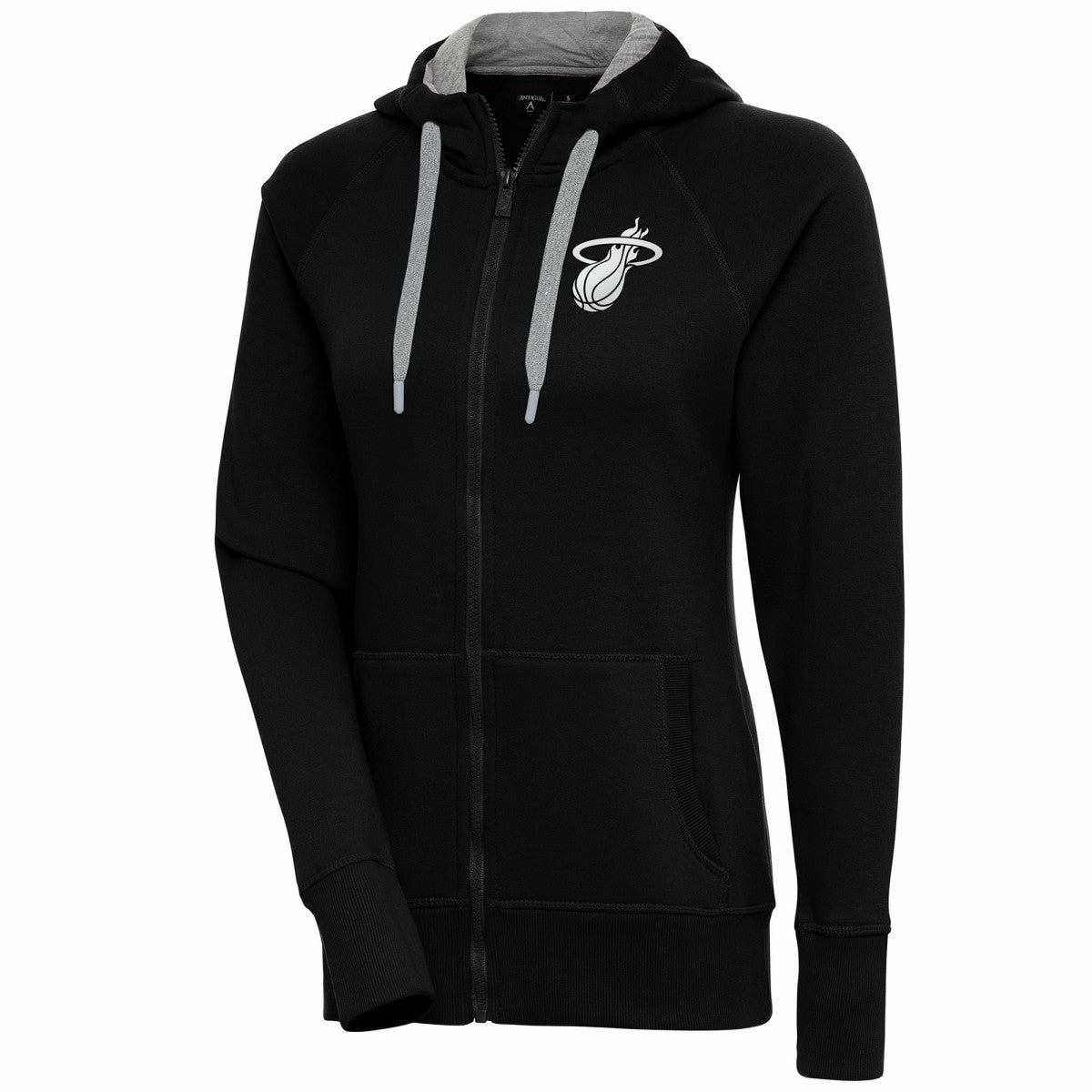 Miami Heat Antigua Women's Brushed Metallic Victory Full-Zip Hoodie - Black - NBA