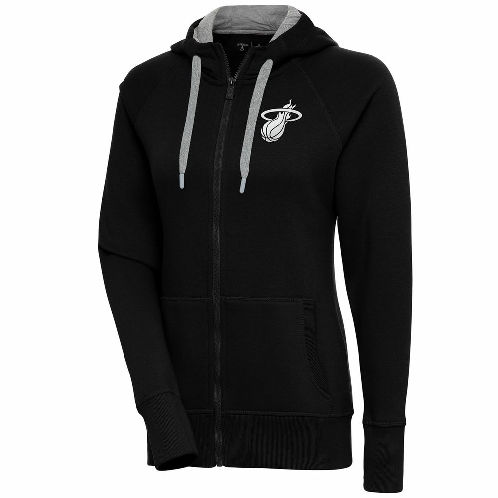 Miami Heat Antigua Women's Brushed Metallic Victory Full-Zip Hoodie - Black - NBA