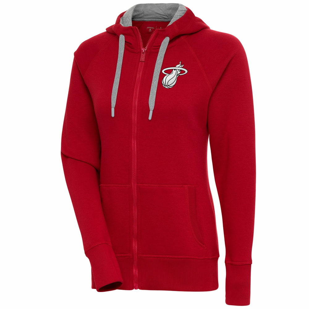 Miami Heat Antigua Women's Brushed Metallic Victory Full-Zip Hoodie - Red - NBA