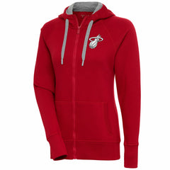 Miami Heat Antigua Women's Brushed Metallic Victory Full-Zip Hoodie - Red - NBA