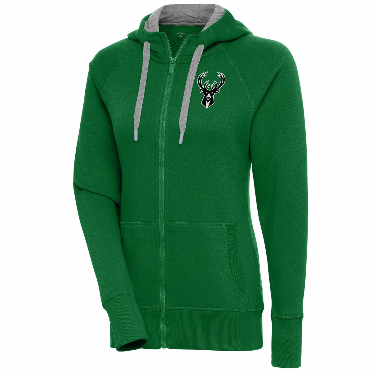 Milwaukee Bucks Antigua Women's Brushed Metallic Victory Full-Zip Hoodie - Hunter Green - NBA
