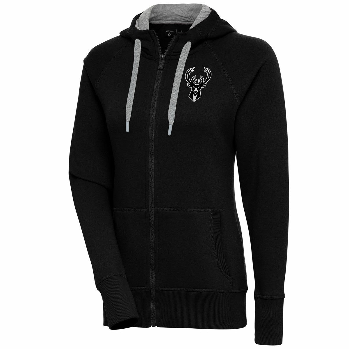 Milwaukee Bucks Antigua Women's Brushed Metallic Victory Full-Zip Hoodie - Black - NBA