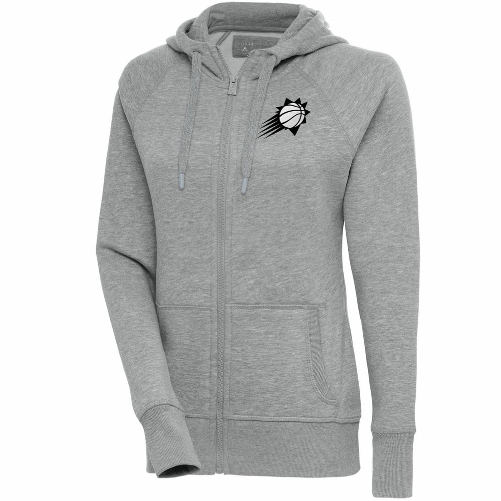 Phoenix Suns Antigua Women's Brushed Metallic Victory Full-Zip Hoodie - Heather Gray - NBA