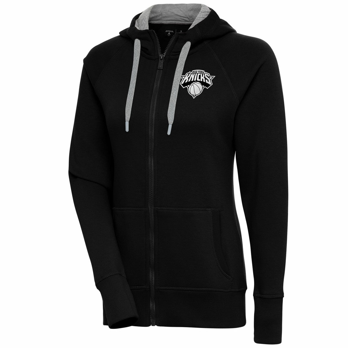 New York Knicks Antigua Women's Brushed Metallic Victory Full-Zip Hoodie - Black - NBA
