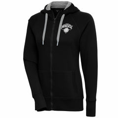 New York Knicks Antigua Women's Brushed Metallic Victory Full-Zip Hoodie - Black - NBA