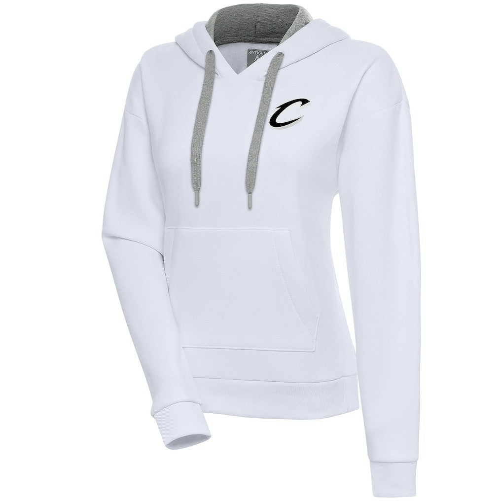Cleveland Cavaliers Antigua Women's Brushed Metallic Victory Pullover Hoodie - White - NBA