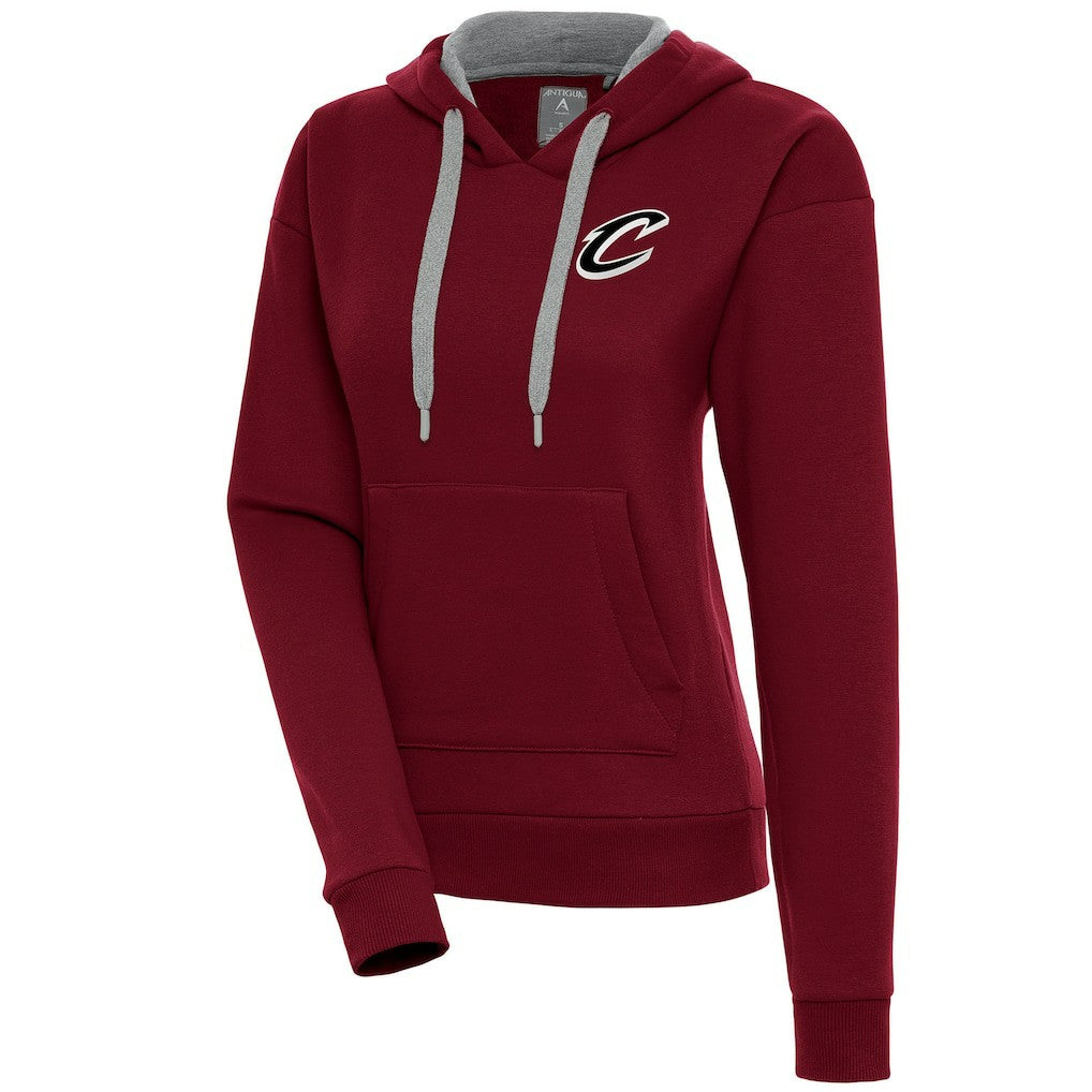 Cleveland Cavaliers Antigua Women's Brushed Metallic Victory Pullover Hoodie - Wine - NBA