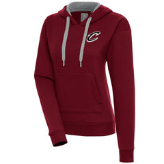 Cleveland Cavaliers Antigua Women's Brushed Metallic Victory Pullover Hoodie - Wine - NBA