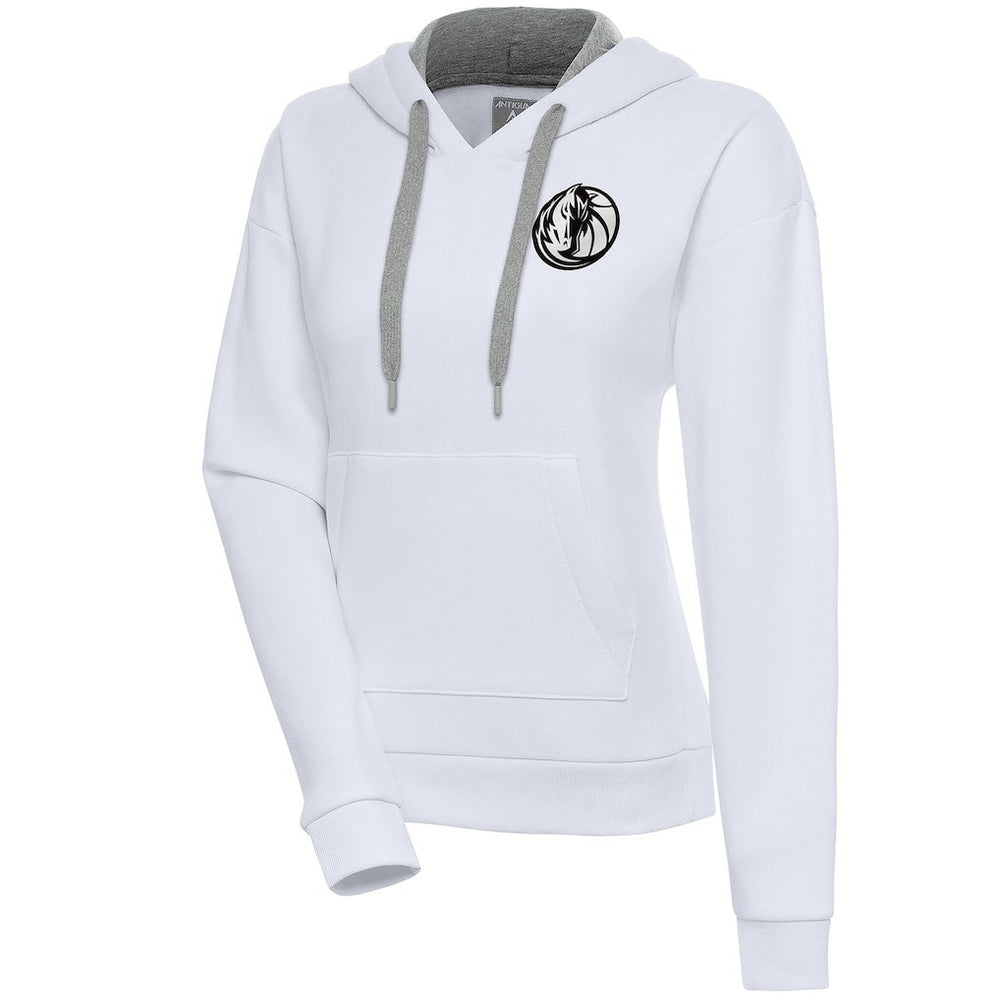 Dallas Mavericks Antigua Women's Brushed Metallic Victory Pullover Hoodie - White - NBA