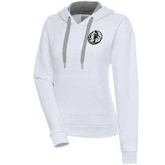 Dallas Mavericks Antigua Women's Brushed Metallic Victory Pullover Hoodie - White - NBA