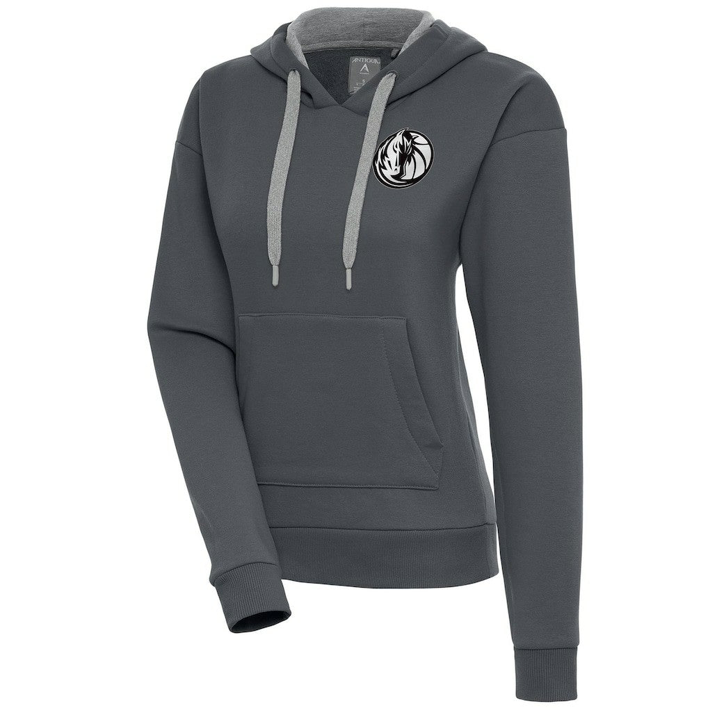 Dallas Mavericks Antigua Women's Brushed Metallic Victory Pullover Hoodie - Charcoal - NBA