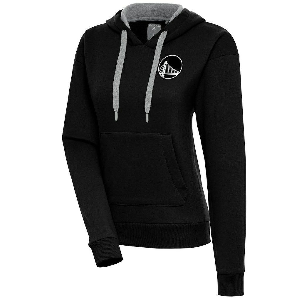 Golden State Warriors Antigua Women's Brushed Metallic Victory Pullover Hoodie - Black - NBA