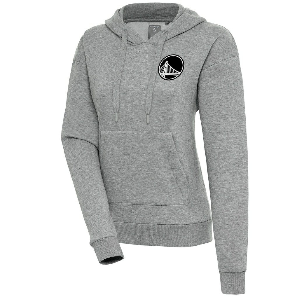 Golden State Warriors Antigua Women's Brushed Metallic Victory Pullover Hoodie - Heather Gray - NBA