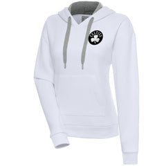 Boston Celtics Antigua Women's Brushed Metallic Victory Pullover Hoodie - White - NBA