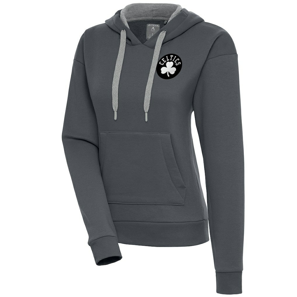 Boston Celtics Antigua Women's Brushed Metallic Victory Pullover Hoodie - Charcoal - NBA